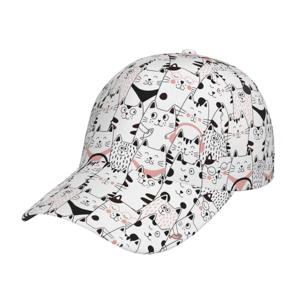 Fotbe Cute Cat Gorro Clásico de Béisbol, Gorra Ajustable con Broche Snapback, Gorro de Exterior de Algodón Suave