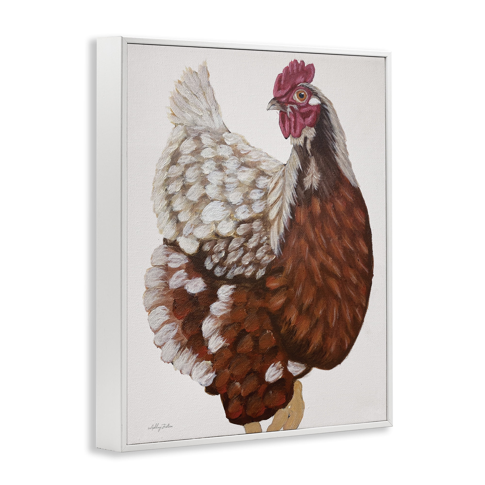 Stupell Industries Traditional Chicken Portrait Animals & Insects Painting White Framed Art Print Wall Art, 16 x 20