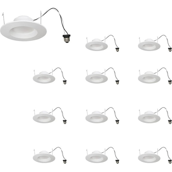 Sylvania 5"/6" LED Recessed Lighting Downlight, Dimmable, Wet Rated, 12 Pack