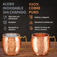 thumbnail image 3 of Tazas de cobre Moscow Mule, Juego Tazas de Acero Inoxidable 4 Con paja y cepillo, Copa de Bronce de Moscú con Mango para Bebidas Frías, Cóctel para Cocina, Bar etc, 3 of 4