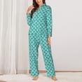 thumbnail image 2 of KLL Aquamarine Glitter1 Print Women's Long Sleeve Pajamas with Pants Sleepwear Loungewear 2 Set-Medium, 2 of 7