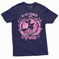 thumbnail image 5 of in October we wear pink cancer awareness month T-shirt Halloween witch wearing Pink awareness tee (Medium Military Green), 5 of 6