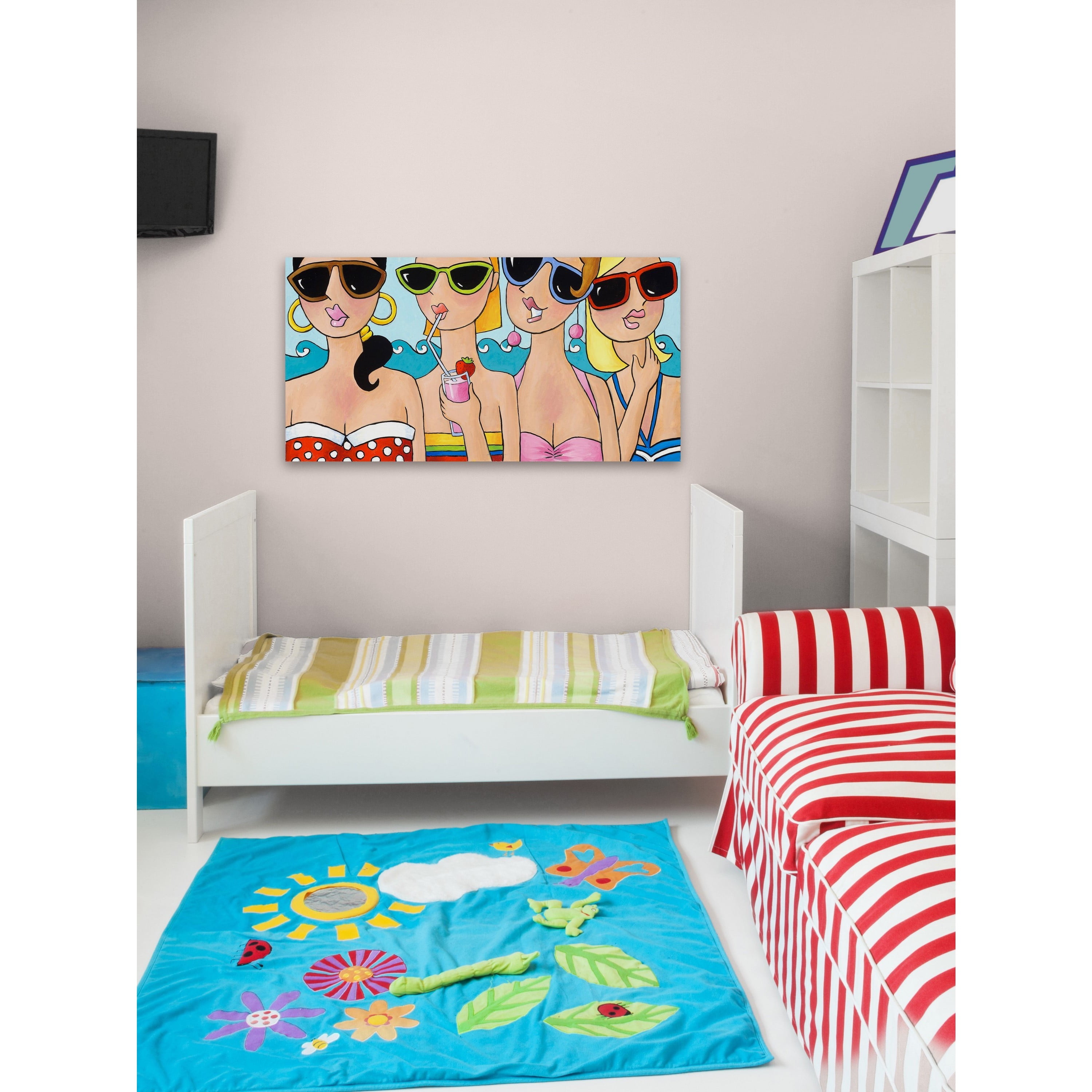 Marmont Hill - "Beachy Keen Girlfriends" by Janet Nelson Painting Print on Wrapped Canvas