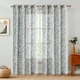 thumbnail image 2 of Lazzzy Farmhouse Linen Curtains for Living Room Floral Print Semi Sheer Window Curtains for Bedroom Grommet Top 2 Panels Blue on Beige W50 x L96, 2 of 7