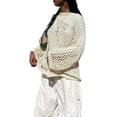 thumbnail image 6 of Douhoow Women Hollow Out Knitted Pullover Vintage Sweater Tops See Through Loose Cover-Up, 6 of 9