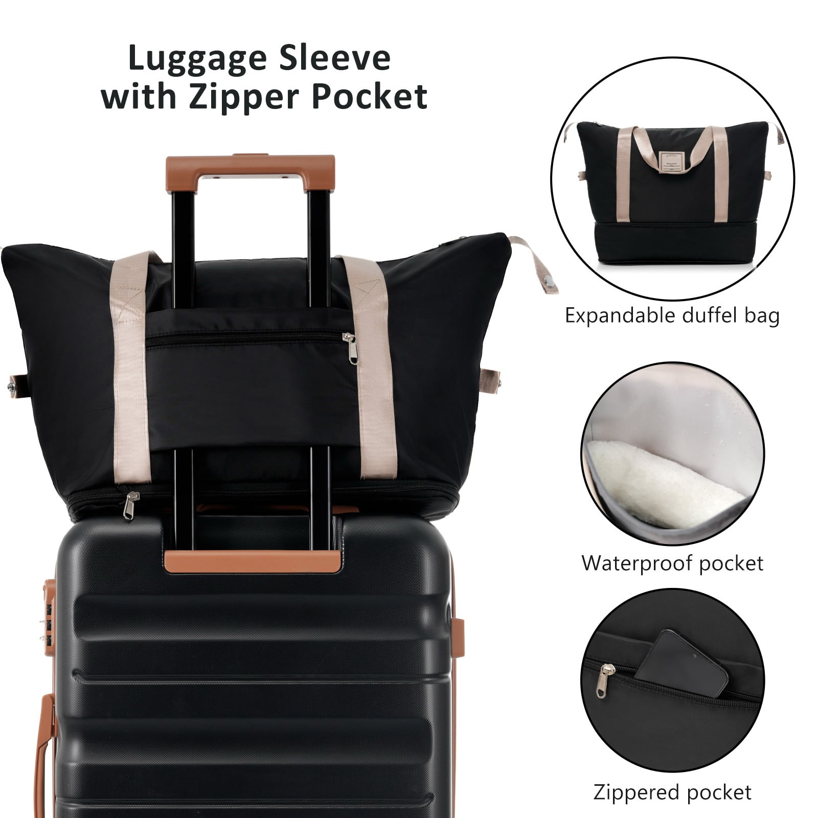Euroco 13 Piece Luggage Sets ,Lightweight & Durable Suitcases with Spinner Wheels,ABS Hardshell Carry-On & Check-In Sizes for Family Travel,Black