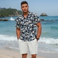 thumbnail image 6 of Sumtumn Beach Shirts for Men Short Sleeve Hawaiian Navy Blue Floral Shirt Button Down Aloha Shirts, 6 of 7