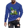 thumbnail image 3 of COSFO Blue Men T Shirts St Patricks Day Casual Long Sleeve Crew Neck Tops Loose Drop Shoulder T-Shirts Shirts for Men, 3 of 6