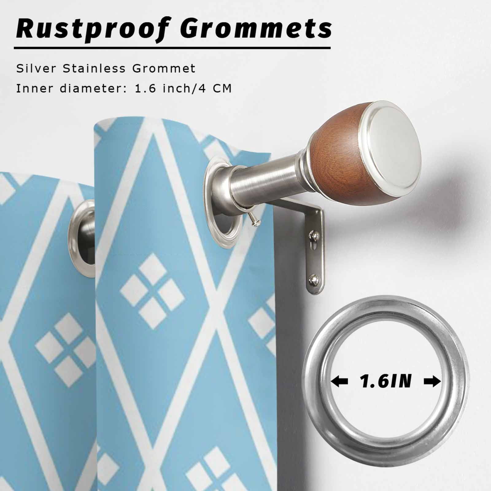 Blue and White Geometric Outdoor Curtains for Patio, Minimalist Argyle Checkered Modern Sunshade Privacy Drapes Grommet Waterproof Outside Curtains for Porch/Cabana/Balcony 54"x 108", 2 Panel