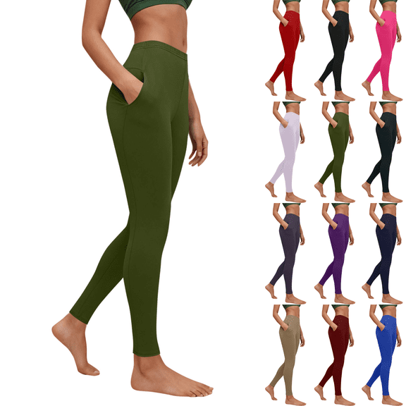 Women's High Waisted Leggings Tummy Control Booty Lifting Yoga Pants with Pockets Stretch Workout Running Gym Leggings