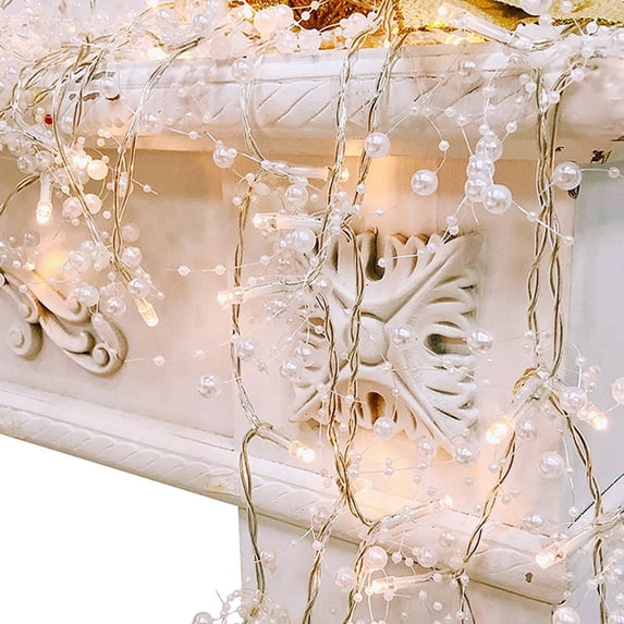 Ocean Pearl Beads String Lights, 6.6 ft 20 LED Lights Battery Powered Fairy Lights, LED String Lights Waterproof For Christmas Wedding Birthday Parties New Year Decoration