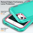 thumbnail image 5 of Feishell Case for iPhone 7/8/SE 2020/SE 2022 4.7 inch,Heavy Duty 3 Layer Military Protection with Hidden Kickstand Shock Resistant Armor Hybrid Bumper Rugged Rubber Phone Cover,Mint+Rose, 5 of 7