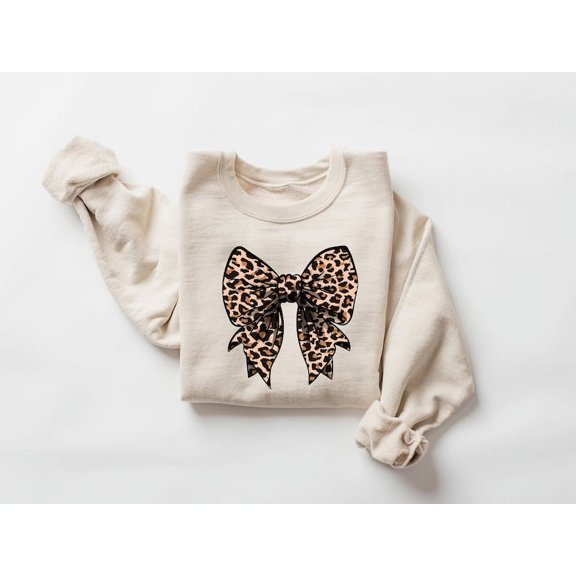 Coquette Bow Shirt Leopard Print Bow Sweatshirt Coquette Aesthetic Bow Crewneck Fall Sweatshirt Trendy Aesthetic Cute Coquette Sweatshirt