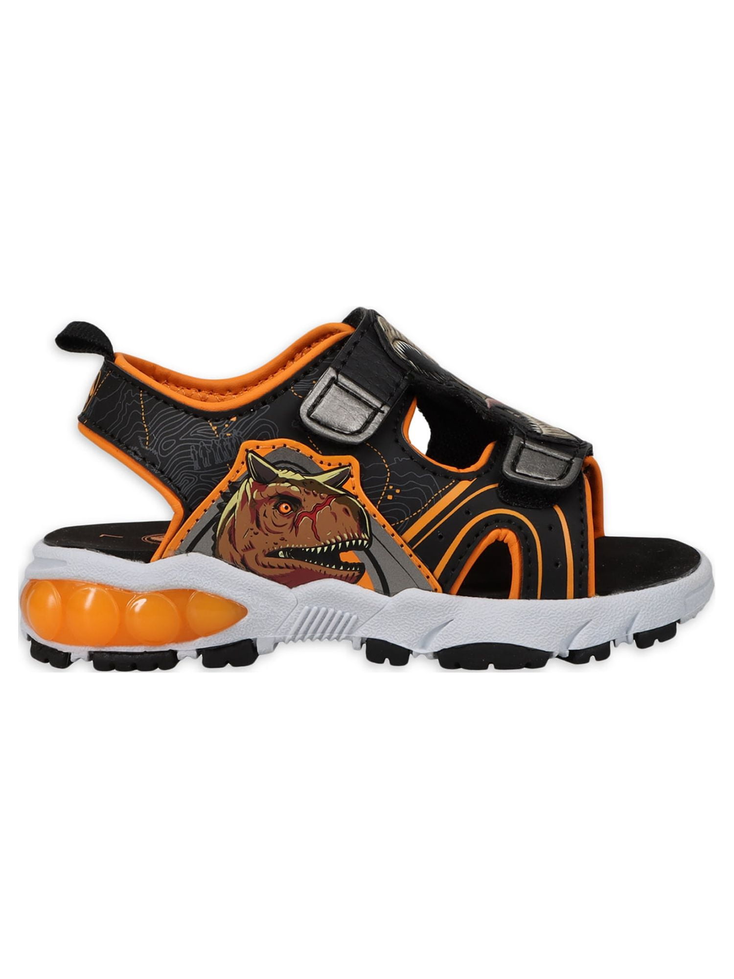 Jurassic World Unisex Kids Lighted Sport Sandals, Orange & Black, 7-12