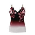 thumbnail image 5 of USSUMA Sexy V Neck Lace Trim Cami Tank Tops Women's Rose Print Metal Ring Chain Slim Sleeveless Blouses Short Shirts, 5 of 5