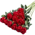 thumbnail image 1 of Flores artificiales CHAO 12 piezas rosas terciopelo Rojo, 1 of 5