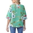 thumbnail image 4 of Anygrew Womens Tops Summer Blouses V Neck Batwing Sleeve Tops Tie Knot Chiffon Button Down Casual Blouse, 4 of 6