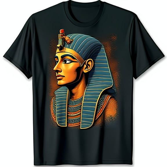 Vivid Pharaoh Graphic Black T-Shirt with Blue & Gold Headdress