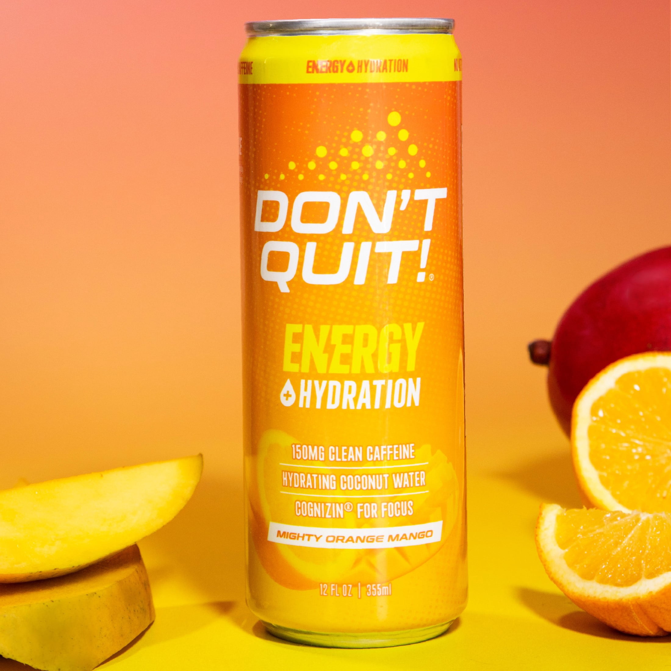 Don't Quit Clean Sports Energy, Mighty Orange Mango 12oz 12pk