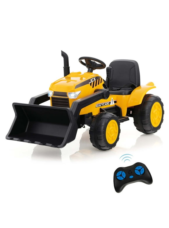 Costway 12V Kids Ride On Excavator Digger Electric Bulldozer Tractor RC with Light & Music