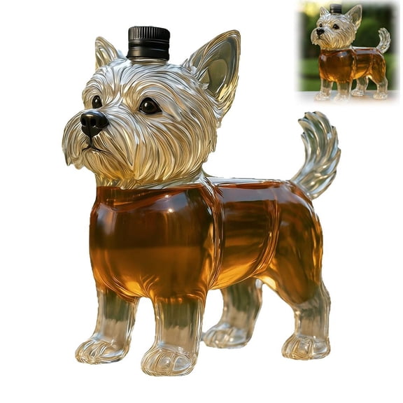 Dog Whiskey Decanter, Cute Westie Liquor Bottle Collectible Liquor Decanter, Dog Shaped Wine & Whiskey Decanters, Glass Alcohol Storage Bottle Gifts for Whiskeys Bourbon and Rum