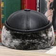 thumbnail image 4 of COCOpeaunt Fashion Man Genuine Leather Hats Winter Cowhide Warm Earmuffs Bomber Caps Plus Velvet Thicken Male Bone Caps Dad Hat Present, 4 of 6