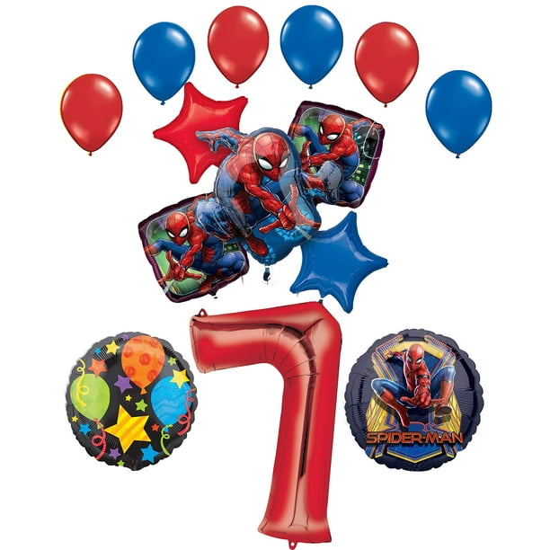 SpiderMan Party Supplies 7th Birthday Balloon Bouquet Decorations