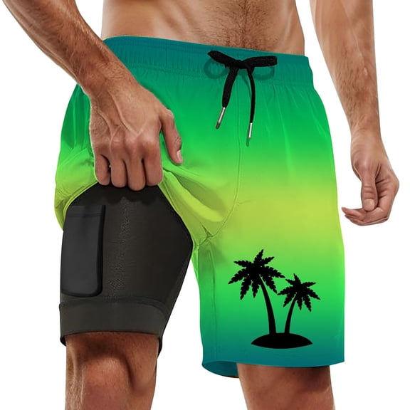 Kcolen Swim Trunks Men 7 Inch Elastic Waist Drawstring Men Swim Shorts Lightweight Swimsuit for Men Soft Compression Liner Beach Summer Swimwear