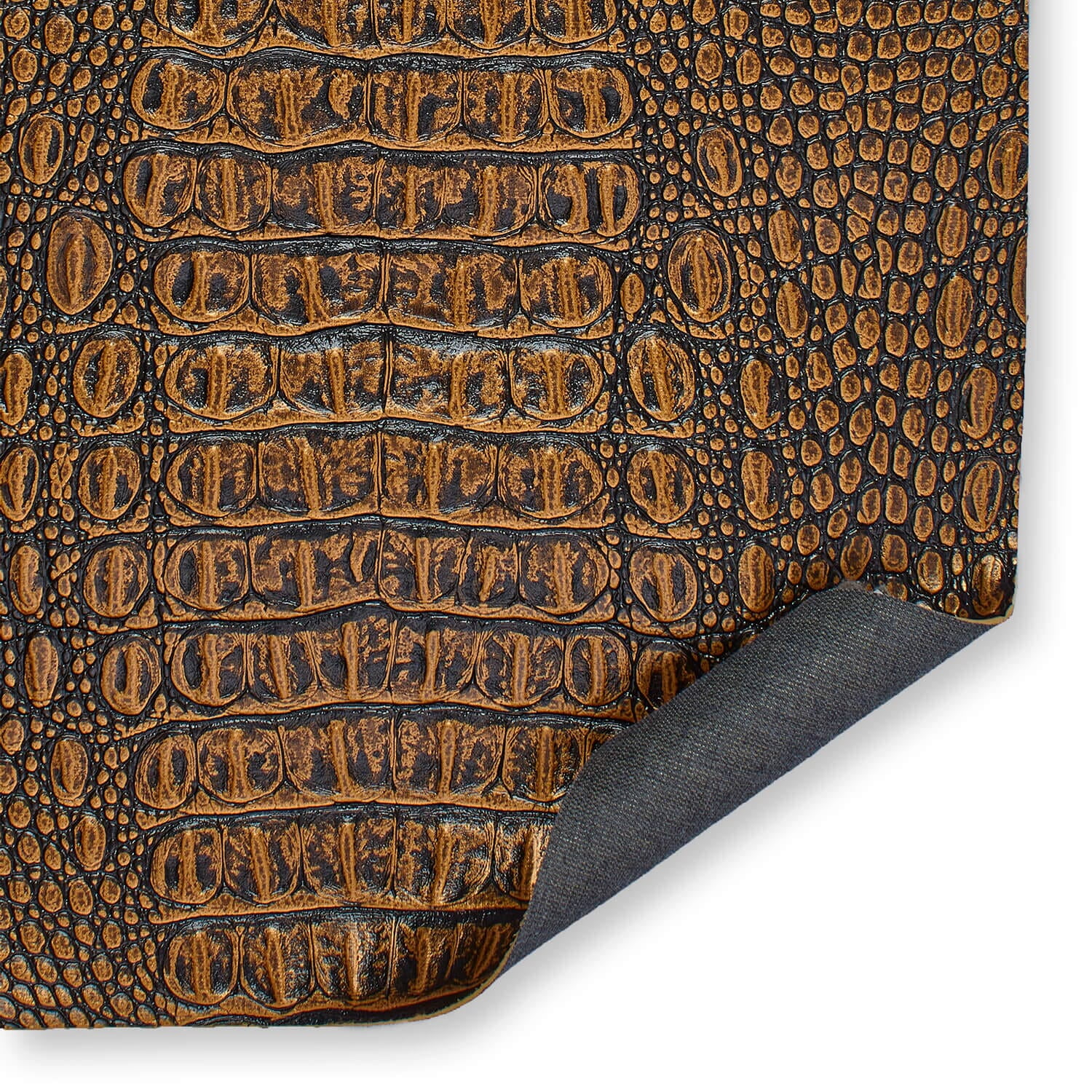 Ottertex® Crocodile Vinyl Leather 56” PVC Polyester Waterproof Fabric By The Yard - Gold (5 Yard)