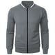 thumbnail image 2 of pstuiky manga larga para hombre, Chaqueta de manga larga con cuello alto y cremallera de color liso para hombre top de hombre l, 2 of 4