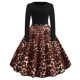 thumbnail image 1 of Vestido de manga larga con estampado de cuello en R para mujer, vestido de fiesta retro con empalme de leopardo, vestido de manga larga Fridja  NMB2860, 1 of 9