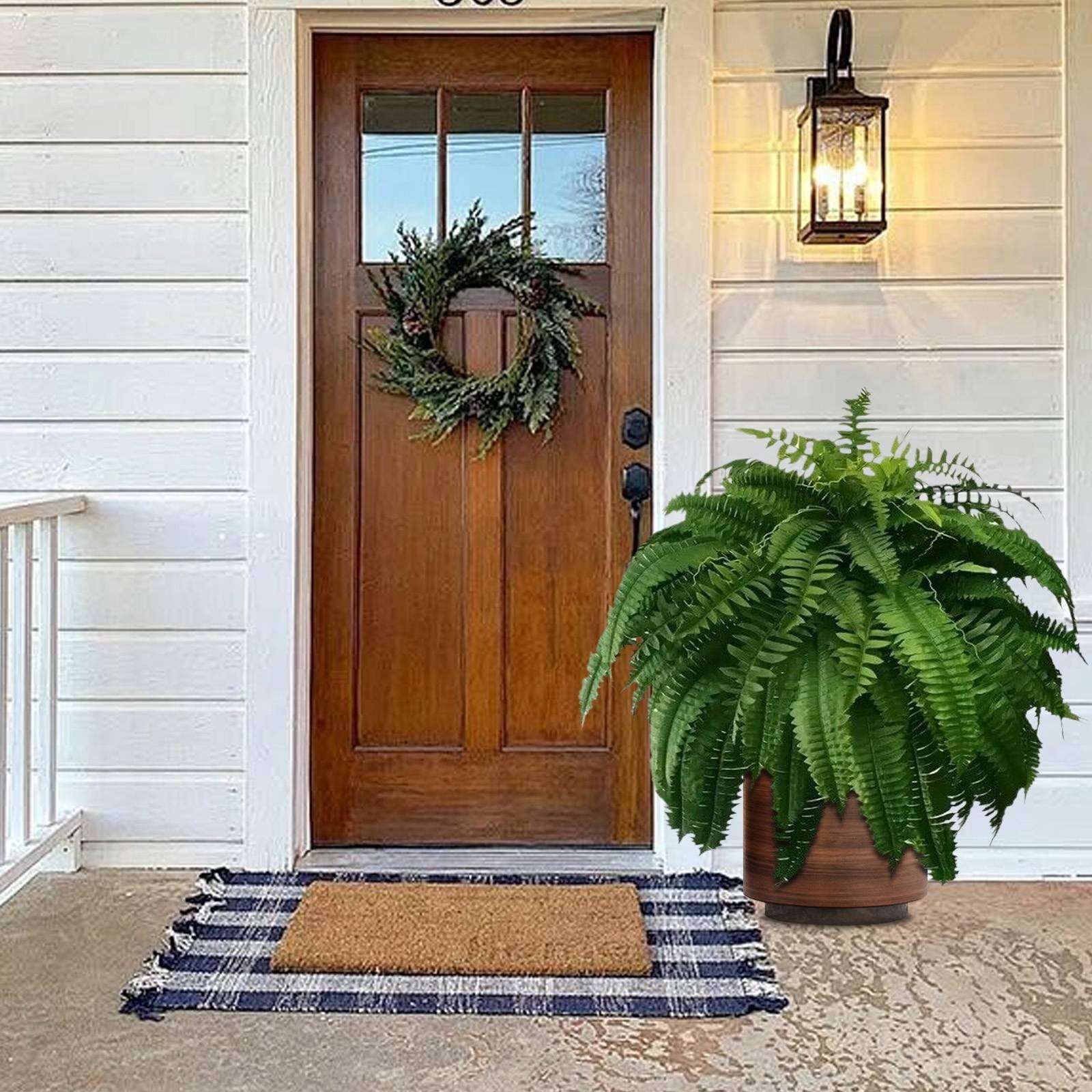 Liulin 2Pcs Artificial Boston Fern Bush, Large Artificial Ferns for Outdoors, Realistic Fake Ferns for Home Garden Porch Office Decor, Faux Ferns for Outdoor Planter, Ferns Artificial Plants, 24"