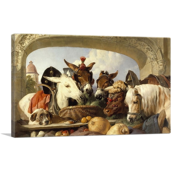 ARTCANVAS A Group of Animals - Geneva 1851 Canvas Art Print by Edwin Henry Landseer - Size: 26" x 18" (0.75" Deep)