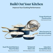 Gotham Steel 10 Pc Hammered Pots and Pans Set Non Stick, Easy Clean Kitchen Ceramic Cookware Set Nonstick, Long Lasting Pot and Pan Set with Skillet, Sauce Pan, Oven Safe, No Forever Chemicals, Navy