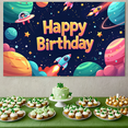 thumbnail image 5 of LUUFILx Happy 5th Birthday Space Theme Backdrop Galaxy Planets Rocket Decor Children Party Supplies Celebration Background Photography Banner, 5 of 8