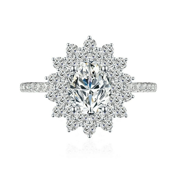 1.5 Carat Moissanite Rings for Women D Color VVS1 925 Sterling Silver Oval Cut Moissanite Engagement Rings Lab Created Diamond Promise Rings Simulated Diamond Wedding Bands