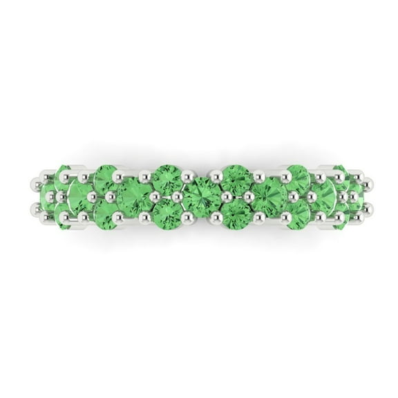 0.98 ctw Wedding Band for Women - 18K White Gold Simulated Green Diamond Stackable Eternity Ring