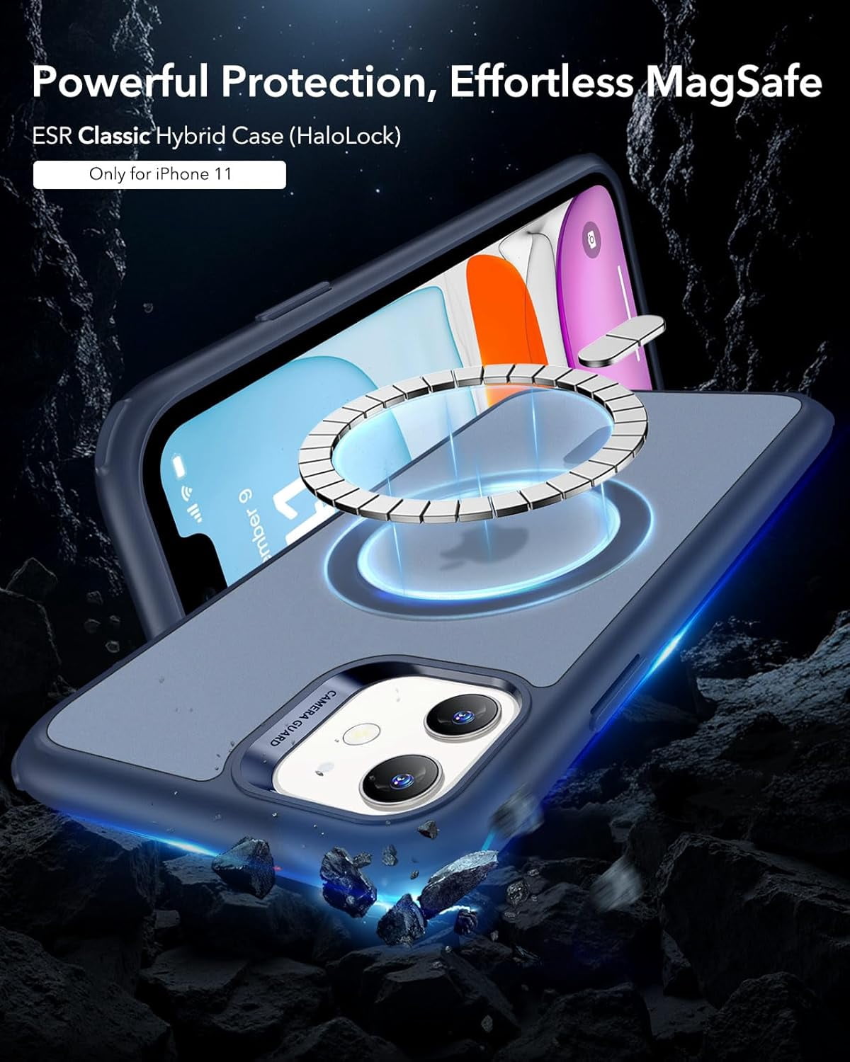 CRKMGS-for iPhone 11 Case, Compatible with MagSafe, Shockproof Military-Grade Protection, Magnetic Phone Case for iPhone 11 Case, Frosted Blue