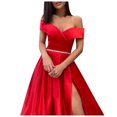 thumbnail image 5 of Sngxgn Womens Square Neck Dress Long Sleeve Side Slit Flare Mini Dresses(Red,M), 5 of 9