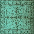 thumbnail image 1 of Ahgly Company Indoor Square Oriental Turquoise Blue Traditional Area Rugs, 7' Square, 1 of 4