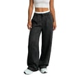 thumbnail image 2 of asjyhkr Casual Pants for Women High Waist Straight Leg Pinstripe Casual Business Pants with Pockets, 2 of 2