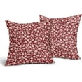 thumbnail image 2 of Wine Red and Cream Floral Pillow Covers 18x18 Inch Set of 2 Vintage Flower Outdoor Decorative Throw Pillows Small Floral Block Print Rustic Farmhouse Pillowcases for Couch Decor, 2 of 6