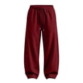 thumbnail image 7 of CCRFTGI Men's Baggy Sweatpants Straight Leg Sweat Pants Drawstring Elastic Waist Slacks with Pockets Wine 3XL, 7 of 7