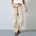 thumbnail image 4 of Resicozy Womens Barrel Sweatpants 2025 Baggy Wide Leg Solid Color Pants Casual Elastic Waisted Drawstring Sweat Pants with Pockets Khaki S, 4 of 7