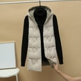 thumbnail image 2 of jtjvou Womens Puffer Vest Sleeveless Hooded Zip Up Jacket Casual Quilted Winter Coat Stand Collar Gilet Jacket with Pockets Beige M, 2 of 8