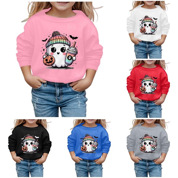 Gyujnb Halloween , Children Halloween Cute Printed Crew Neck Hoodless Long Sleeve Sweatshirt, Halloween Party Favors