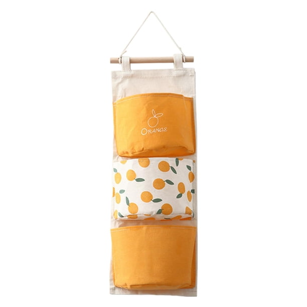 Bolsa de almacenamiento para colgar en la puerta, estantes colgantes, bolsa de noche para armario, hogar y oficina. 3 bolsillos naranja