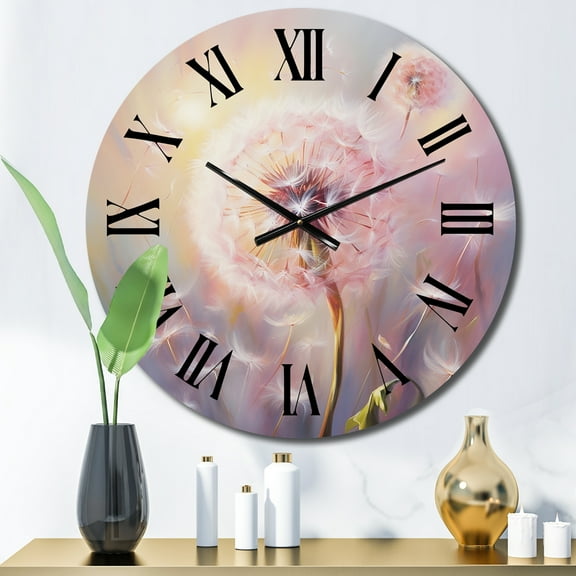 Designart "Purple Dandelion love expression I" Landscapes Oversized Wall Clock