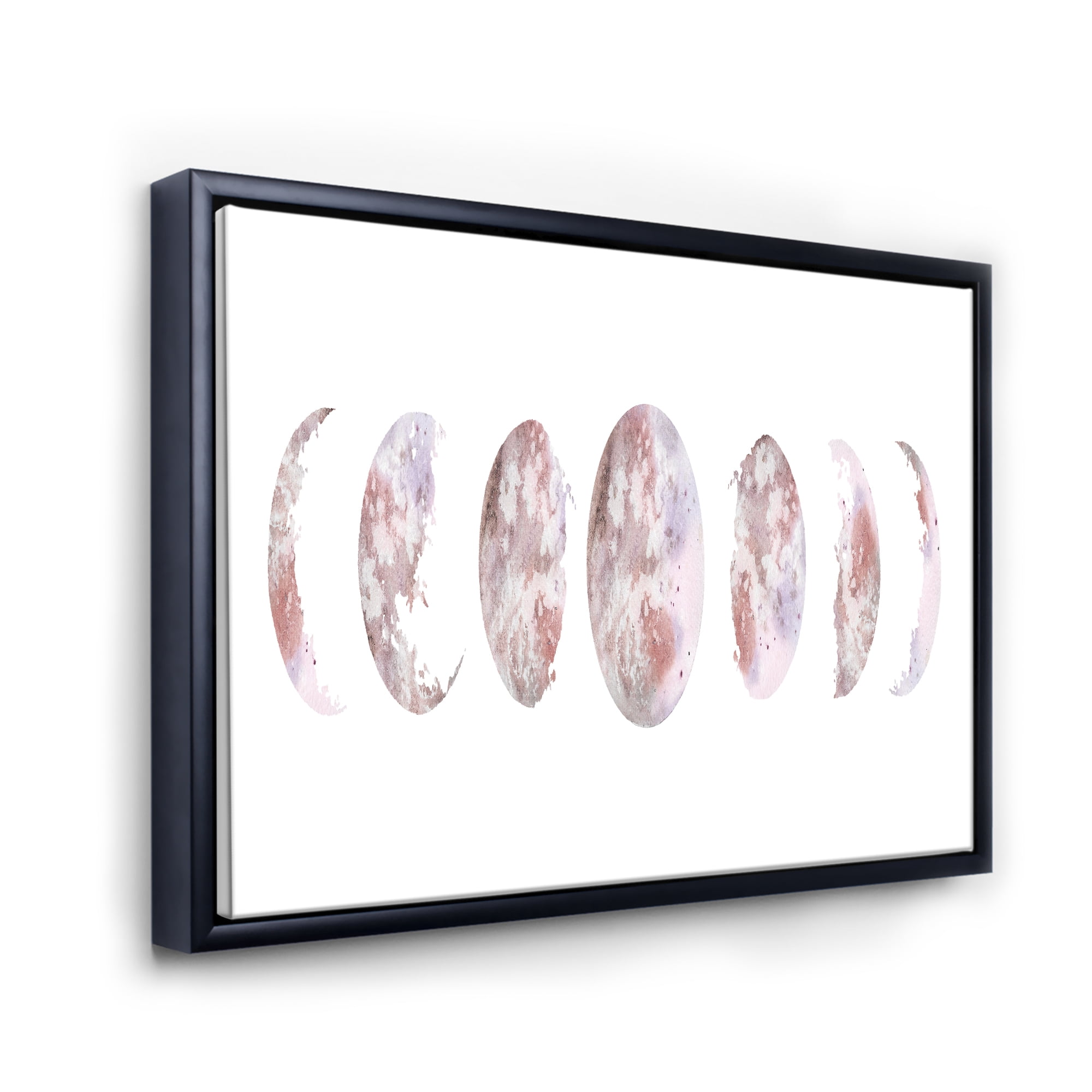 Designart 'Moon Phases On White' Modern Framed Canvas Wall Art Print