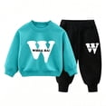 thumbnail image 2 of Mifsaly Boys Girls 2 Piece Tracksuit Sets Letter Print Long Sleeve Crewneck Sweatshirt and Joggers Pants Soft Cotton Outdoor Fall Winter Kids Matching Outfits, 2 of 5